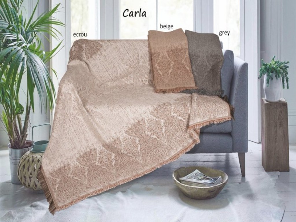 Σετ Ριχτάρια Καναπέ Σενίλ Carla Flamingo 3ΤΜΧ | Γαρύφαλλο - Λευκά Είδη